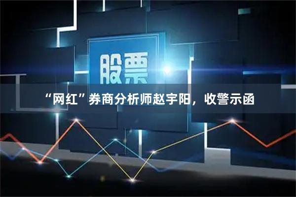 “网红”券商分析师赵宇阳，收警示函